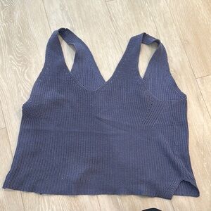 Collection B Gray/blue Ribbed Crop Tank Top